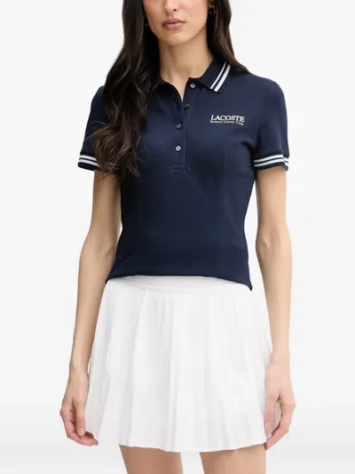 Lacoste Roland-garros Striped Polo Shirt In Blue