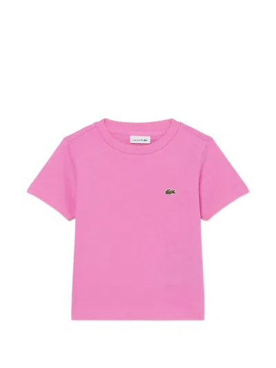 Lacoste Kids' Round Neck Logo T-shirt In Pink
