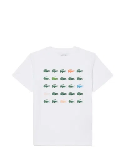 Lacoste Kids' Round Neck Logo T-shirt In White