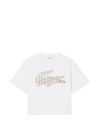 Lacoste Kids' Round Neck Logo T-shirt In White