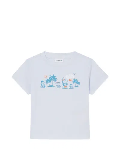 Lacoste Kids' Round Neck Print T-shirt In Blue