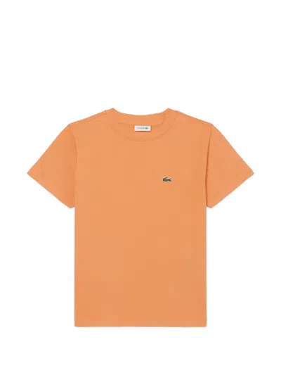 Lacoste Kids' Round Neck T-shirt In Orange