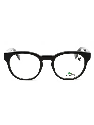 Lacoste Round Acetate Unisex Eyeglasses In Black