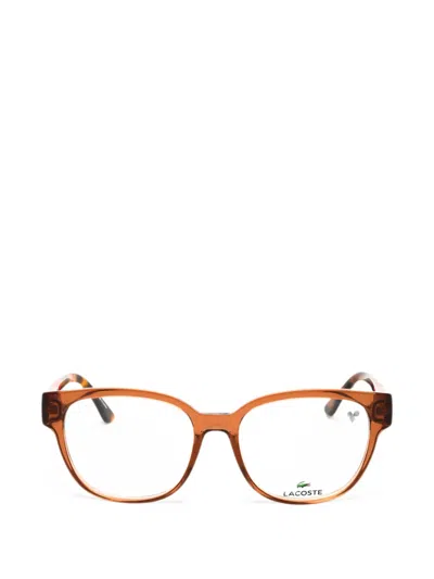 Lacoste Round-frame Glasses In Brown