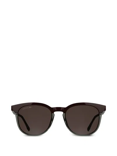 Lacoste Round-frame Logo-plaque Sunglasses In Brown
