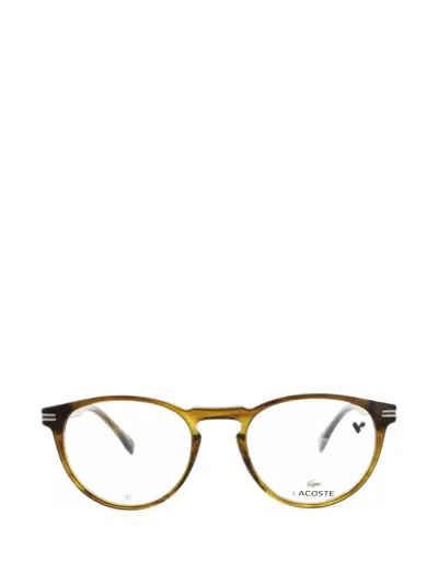 Lacoste Round-frame Striped Glasses In Multi