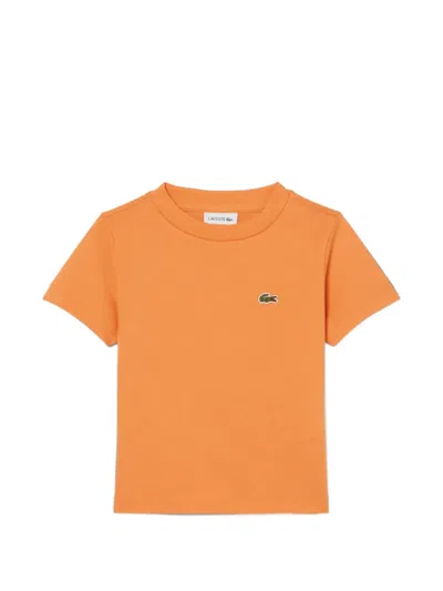 Lacoste Kids' Round-neck Appliqué T-shirt In Orange