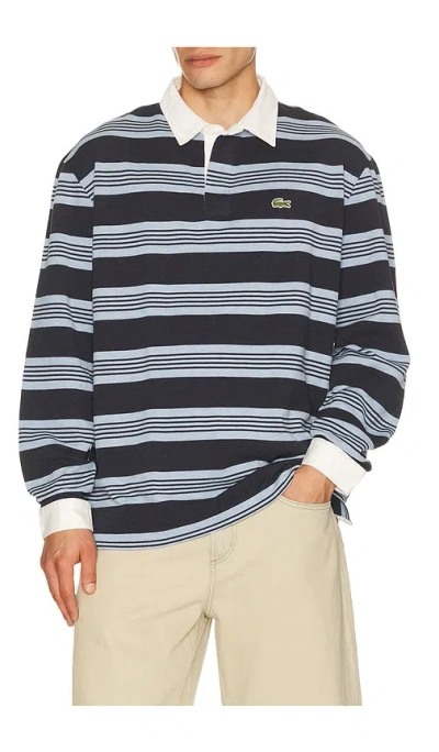 Lacoste Striped Long-sleeve Polo Shirt In Multi