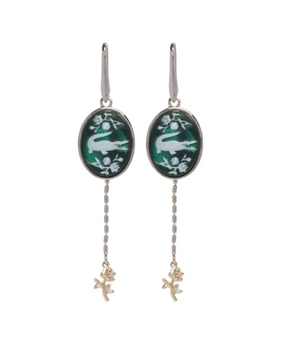 Lacoste Runway Charm Earrings In Green