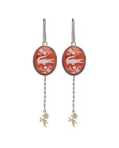 Lacoste Runway Charm Earrings In Metallic