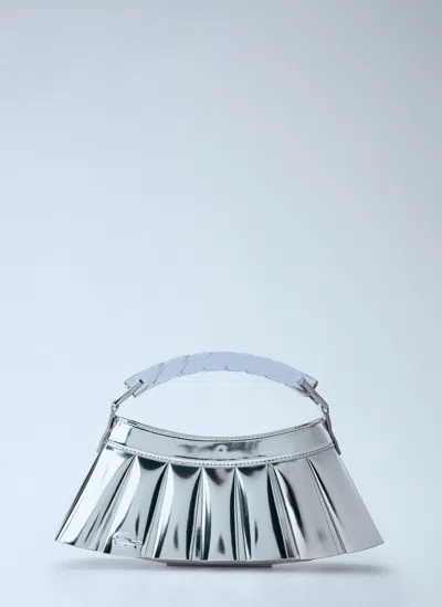 Lacoste Runway H Lenglen Mirror Effect Leather Bag In Silver