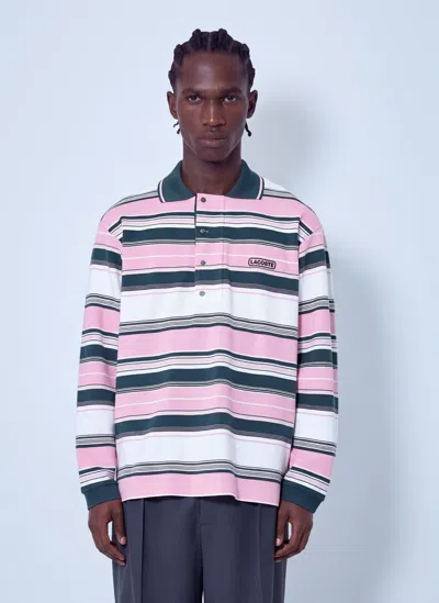 Lacoste Runway Loose Fit Striped Piqué Polo Shirt In Multi