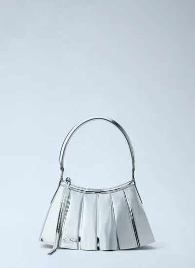 Lacoste Runway Small Lenglen Mirror Leather Purse In Silver