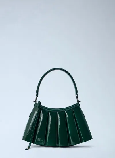 Lacoste Runway Small Patent Leather Lenglen Purse In Green
