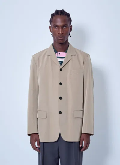 Lacoste Runway Technical Stretch Tailored Jacket In Neutral