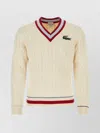 LACOSTE SAND COTTON BLEND SWEATER