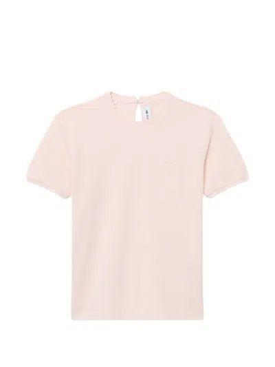 Lacoste Scalloped-edge Logo-embroidered T-shirt In Pink