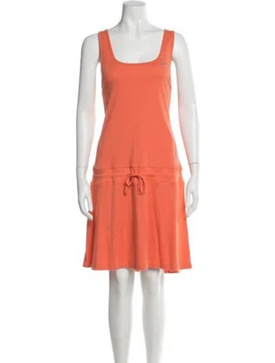 Pre-owned Lacoste Scoop Neck Knee-length Dress W/ Tags In Orange