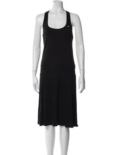 Pre-owned Lacoste Scoop Neck Midi Length Dress In Blue