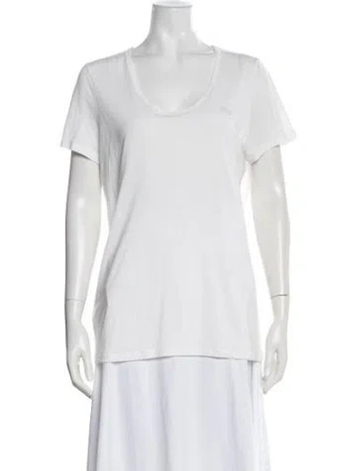 Pre-owned Lacoste Scoop Neck Short Sleeve T-shirt In White