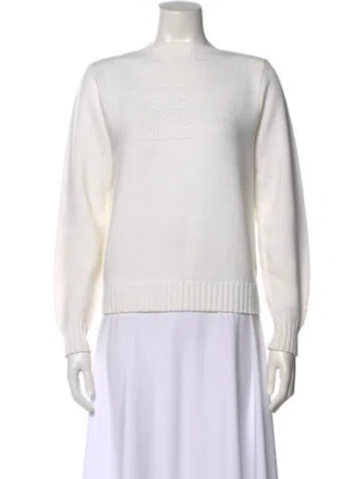 Pre-owned Lacoste Scoop Neck Sweater In White