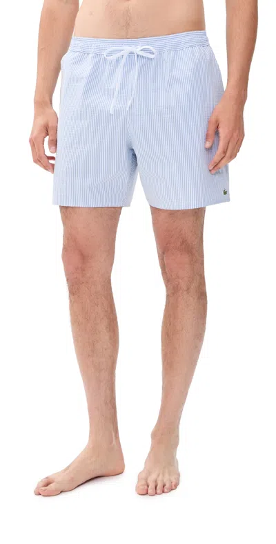 Lacoste Seersucker Swim Shorts 6 Blue