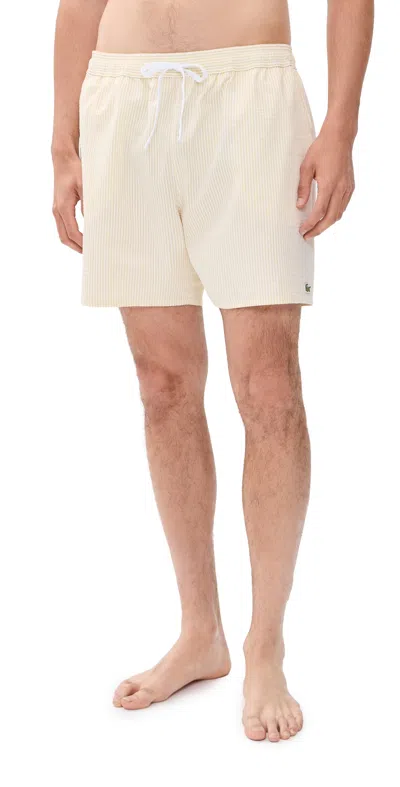 Lacoste Seersucker Swim Shorts Yellow