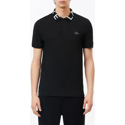 Lacoste Semi Fancy Slim Fit Piqué Knit Polo In Black