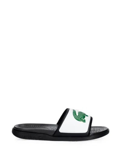Lacoste Serve Dual Logo-appliqué Slides In White