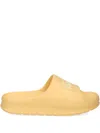Lacoste Serve Logo-strap Slides In Yellow