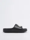 Lacoste Logo-embossed Slides In Nero