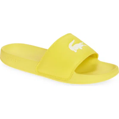 Lacoste Serve Slide Sandal In Yellow/white