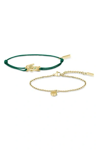 Lacoste Set Of 2 Crocodile & Tennis Charm Bracelets In Multi