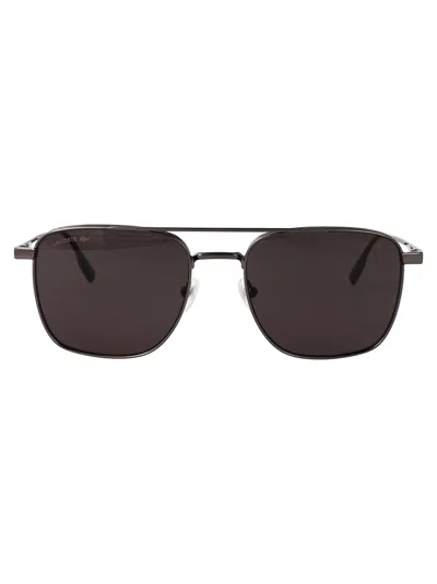 Lacoste Shiny Gunmetal Metal Sunglasses In Brown