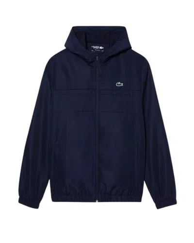 Lacoste Zipped Hooded Taffeta Sport Jack In Blue
