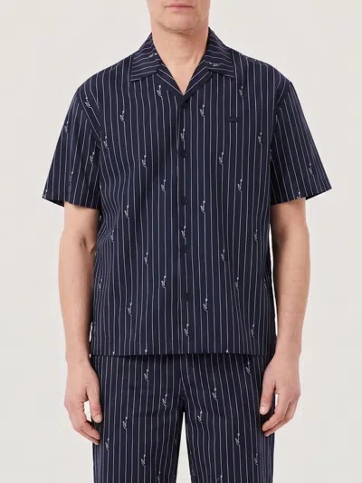 Lacoste Pinstripe Short-sleeve Shirt In Blue