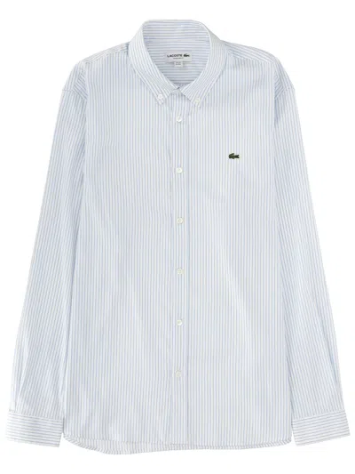 Lacoste Striped Button Shirt In Blue