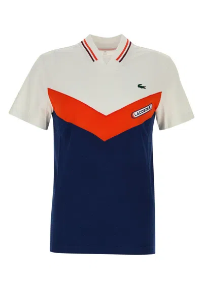 Lacoste Block Design Polo Collar Short Sleeves Shirt In Blue