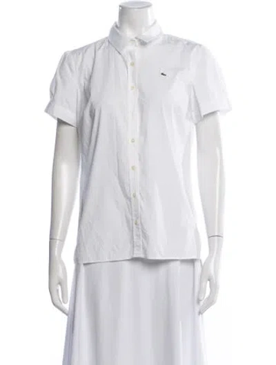 Pre-owned Lacoste Short Sleeve Button-up Top In White