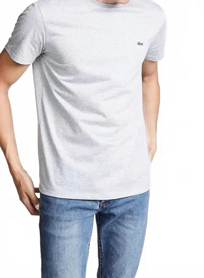 Lacoste Short Sleeve Crew Neck Pima Cotton Jersey T-shirt In Silver Heathered In Multi