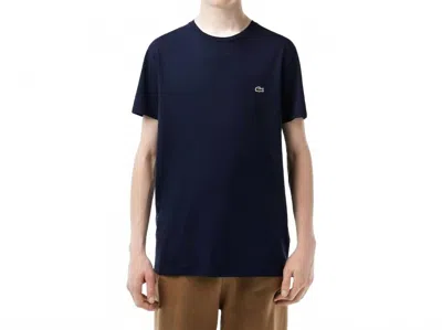 Lacoste Short Sleeve Crewneck Pima Cotton Jersey T-shirt In Navy Blue