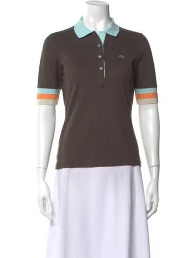 Pre-owned Lacoste Short Sleeve Polo In Brown