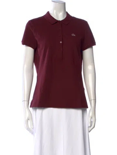 Pre-owned Lacoste Short Sleeve Polo In Burgundy