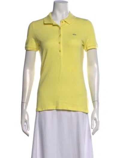Pre-owned Lacoste Short Sleeve Polo In Green/yellow