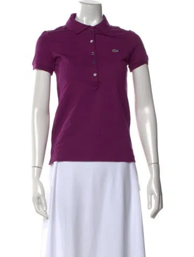 Pre-owned Lacoste Short Sleeve Polo In Purple