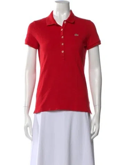 Pre-owned Lacoste Short Sleeve Polo In Red