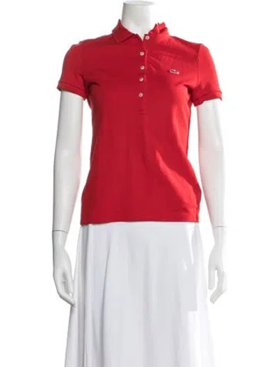 Pre-owned Lacoste Short Sleeve Polo In Red