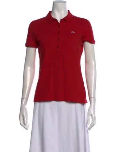 Pre-owned Lacoste Short Sleeve Polo In Red