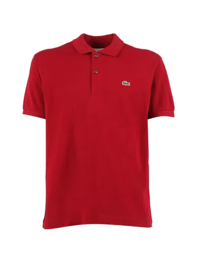 Lacoste Short Sleeve Logo Embroidered Polo Shirt In Red