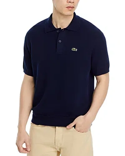 Lacoste Short Sleeve Polo Sweater In 423 Navy B